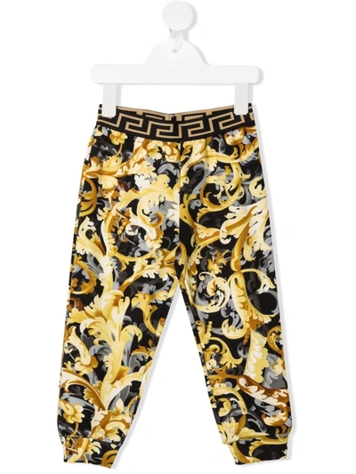 Versace Baby Printed Stretch-cotton Leggings In Gold