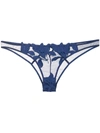 Fleur Du Mal Lily Embroidered Cheeky In Blue
