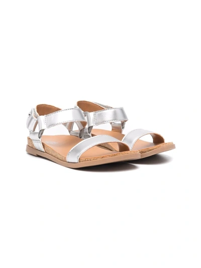 Ugg Kids' Metallic Leather-strap Sandals In Silver