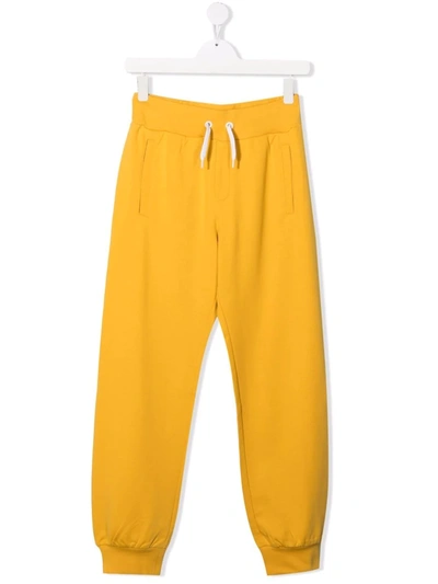 Fendi Kids' Embossed-logo Drawstring Track Trousers In Yellow