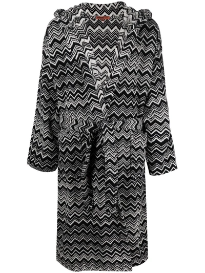 MISSONI ZIGZAG HOODED COTTON ROBE