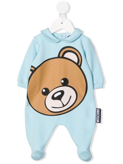 Moschino Babies' Large Teddy Head Pyjamas In Blue