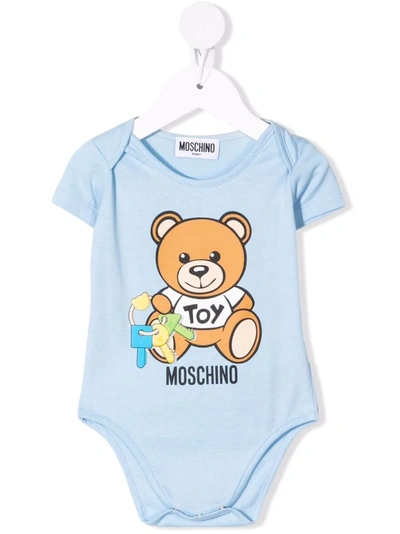 Moschino Babies' Toy Bear Bodysuit In Blue