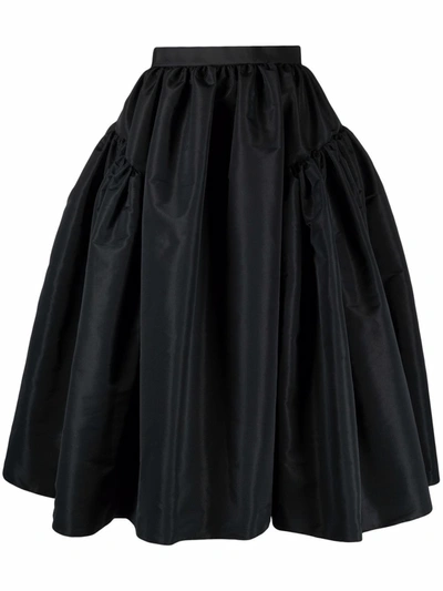Alexander Mcqueen Polyfaille Midi Skirt In Black