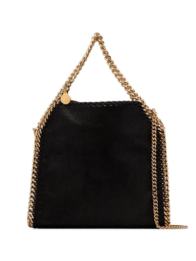Stella Mccartney Black Falabella Mini Tote Bag With Gold Chain