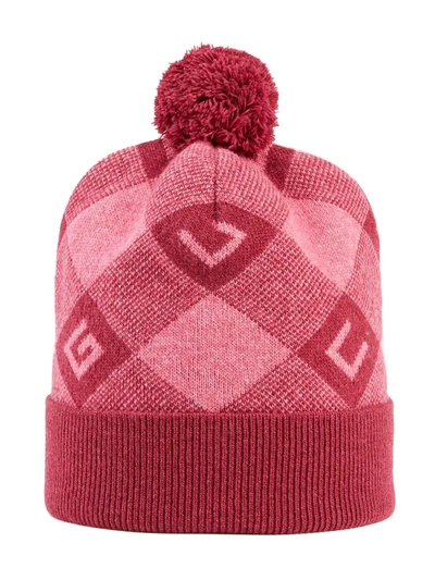 Gucci Kids' Geometric G Intarsia-knit Pompom Hat In Pink