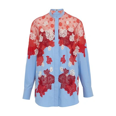 Valentino Floral-lace Panel Shirt In Multicolor