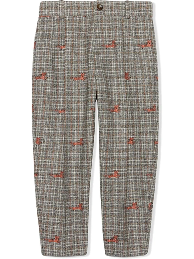 Gucci Kids' Children's Cat Fil Coupé Wool Trousers In Grey