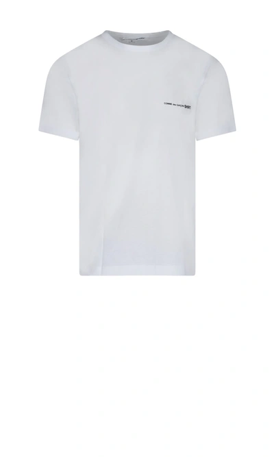 Comme Des Garçons Shirt Logo Printed Cotton Jersey T-shirt In White