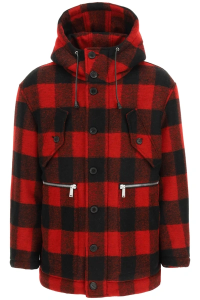 Dsquared2 Checked Single-breasted Coat In Black