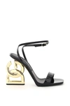 Dolce & Gabbana 105mm Patent Iconic Dg Heel Sandals In Nero (black)