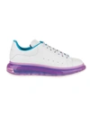 Alexander Mcqueen Man White And Blue Oversize Sneakers With Purple Transparent Sole In White/ca.fl/fl.b/whi
