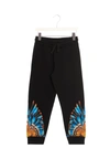 Marcelo Burlon County Of Milan Black Trousers With Multicolor Print In Black