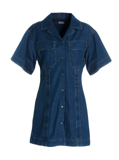 Diesel Denim Shirt Dress In Blue