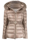 Herno Claudia Belted Full Zip Down Jacket In Turtledove