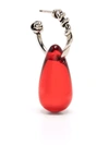 Alexander Mcqueen Silver-tone Glass Single Hoop Earring In Royal Red