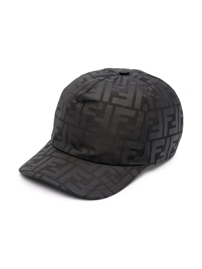 Fendi Kids' Logo-print Cotton Baseball Cap In Black