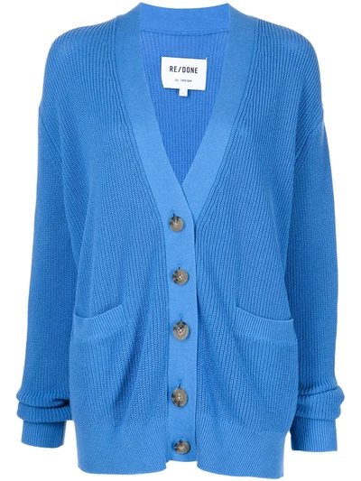 Re/done Blue 90s Oversized Cardigan In French Blue