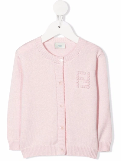 Fendi Babies' 刺绣图案针织开衫 In Pink