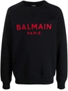 Balmain Logo Printed Crewneck Sweatshirt In Nero