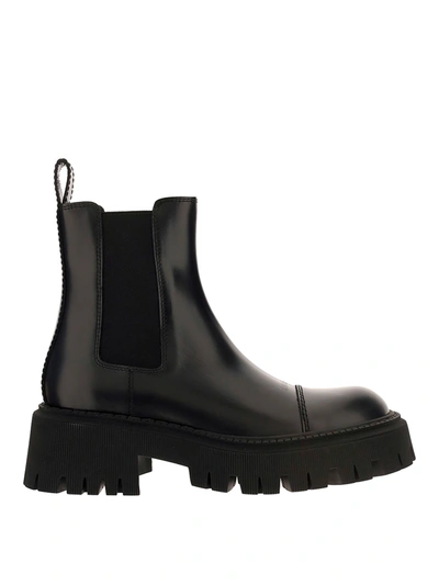 Balenciaga Tractor Leather Ankle Boots In Black