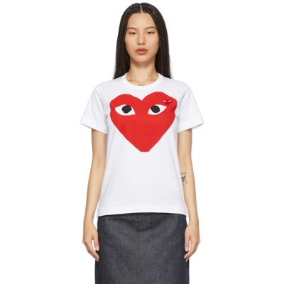 Comme Des Garçons Play White Large Double Heart T-shirt