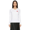 Comme Des Garçons Play White Heart Patch Long Sleeve T-shirt In White
