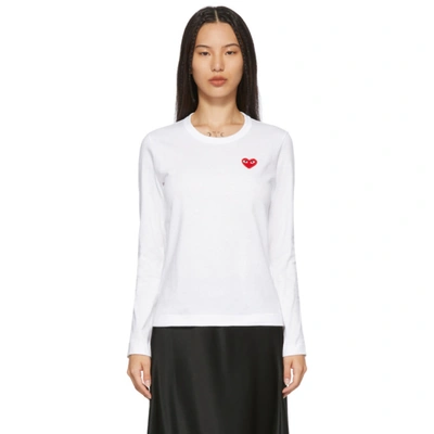 Comme Des Garçons Play White Heart Patch Long Sleeve T-shirt