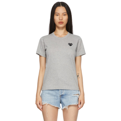 Comme Des Garçons Play Embroidered Heart T-shirt In Grigio
