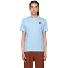 Comme Des Garçons Play Heart Patch T-shirt Baby Blue Cotton T-shirt With Big Heart Patch