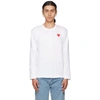 Comme Des Garçons Play White & Red Heart Patch Long Sleeve T-shirt