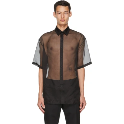 Fendi Semi-sheer Short-sleeve Shirt In Black