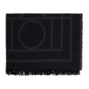 TOTÊME BLACK WOOL & CASHMERE MONOGRAM SCARF