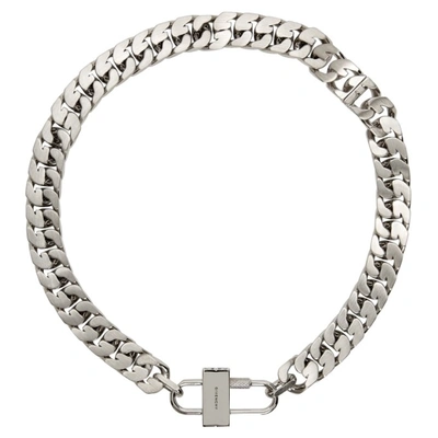 Givenchy Silver Crystal G Chain Lock Necklace In Other