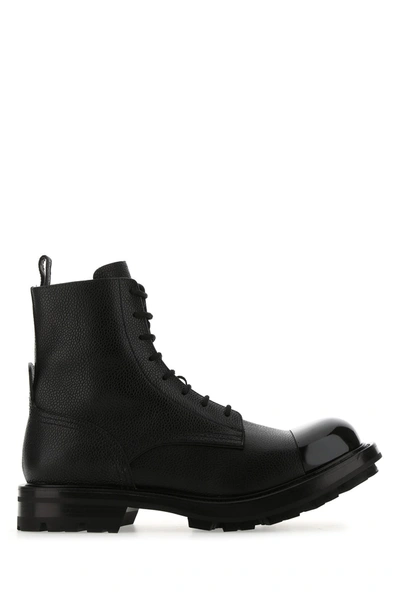 Alexander Mcqueen Black Leather Boots  Black  Uomo 41