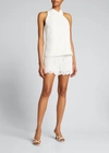 Milly Preston High-neck Cady Top In Ecru