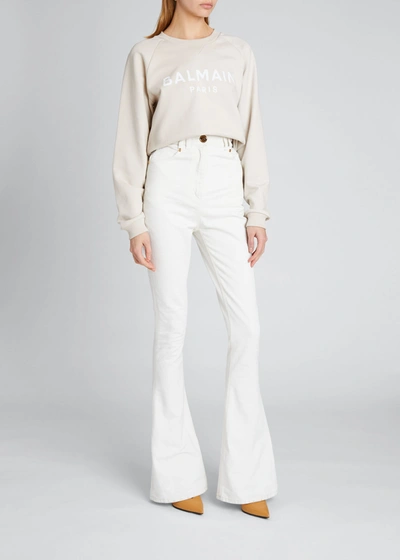 Balmain High-waist Bootcut Jeans In Blanc