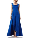 Kay Unger Scoop-neck Cap-sleeve Jumpsuit With Skirt Overlay In Blue