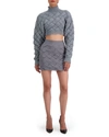 Herve Leger Cropped Cutout Knitted Turtleneck Sweater In Stone 062