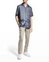 Brioni Men's Roman Tree-print Silk Camp Shirt In Sapphire Multi