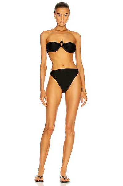 Adriana Degreas Solid High-leg Strapless Bikini Set In Black