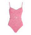 SOLID & STRIPED SPENCER BELTED SWIMSUIT,17014530