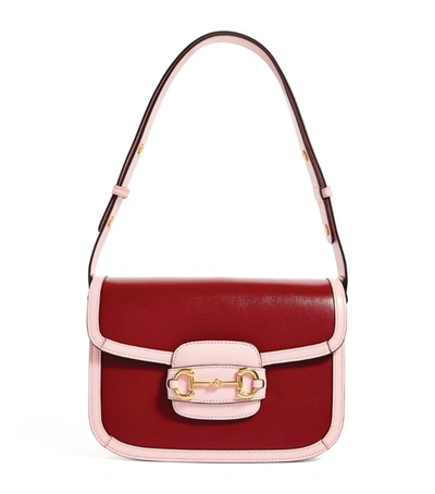 Gucci Horsebit 1955 Small Shoulder Bag In Red And Pink Leather