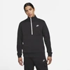 Nike Sportswear Club Men's Brushed-back 1/2-zip Pullover In Black,white,white