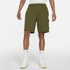 Nike Green Fleece Sportswear Club Cargo Shorts In Green