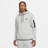 Nike Logo-print Cotton-blend Tech Fleece Hoodie In Grey