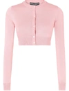 Dolce & Gabbana Button-up Cropped Silk Cardigan In Rosa