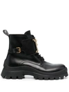 Dsquared2 30mm D2 Statement Leather Combat Boots In Schwarz