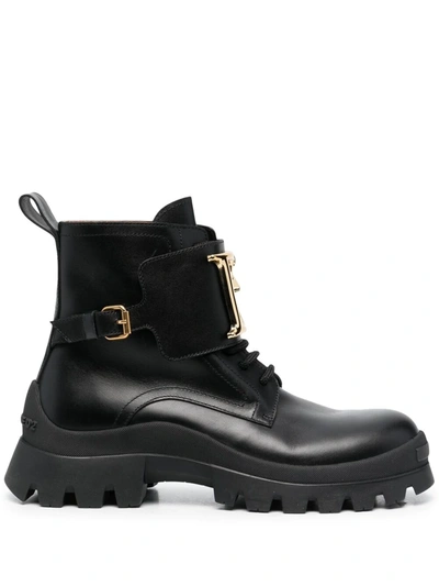 Dsquared2 Logo-plaque Ankle Boots In Schwarz