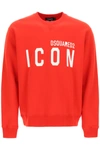 Dsquared2 Large Icon Slogan Cotton Sweatshirt In Red